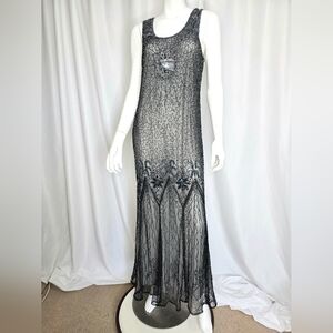 Jywal Elegant Black Beaded Evening Gown